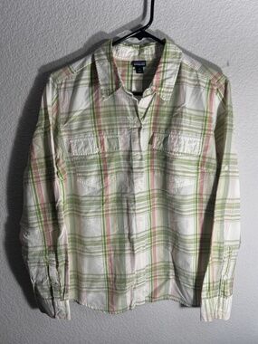 PATAGONIA Women's long sleeve flannel top size 12 100% Organic Cotton